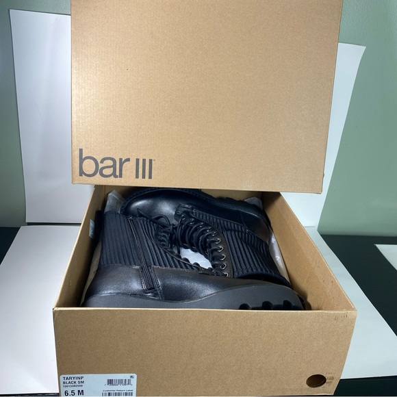 NWT Bar III women’s size 6.5 black combat boots - Picture 1 of 10